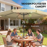 10ft Patio Umbrella with Push Button Tilt and Crank, Khaki