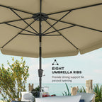 10ft Patio Umbrella with Push Button Tilt and Crank, Khaki