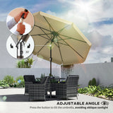 10ft Patio Umbrella with Push Button Tilt and Crank, Khaki