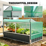 5.7 x 3 x 2.3ft Steel Raised Garden Bed with Cover and Gloves, Dark Grey