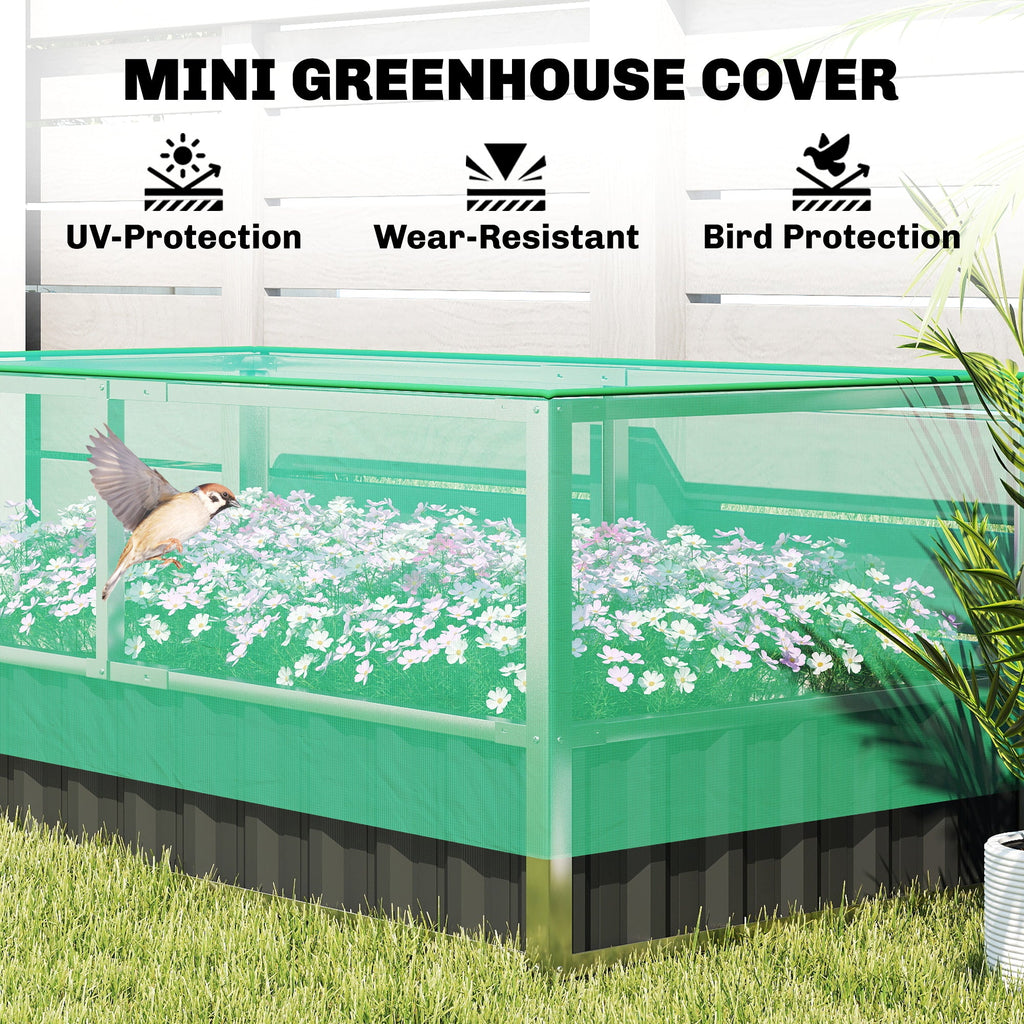 5.7 x 3 x 2.3ft Steel Raised Garden Bed with Cover and Gloves, Dark Grey