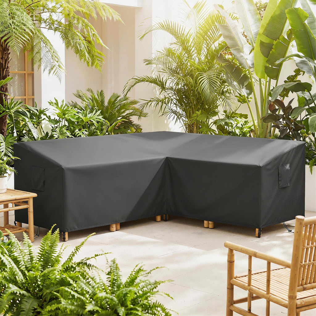V-Shaped Garden Furniture Cover with Air Vent, 216 x 216 cm, Black