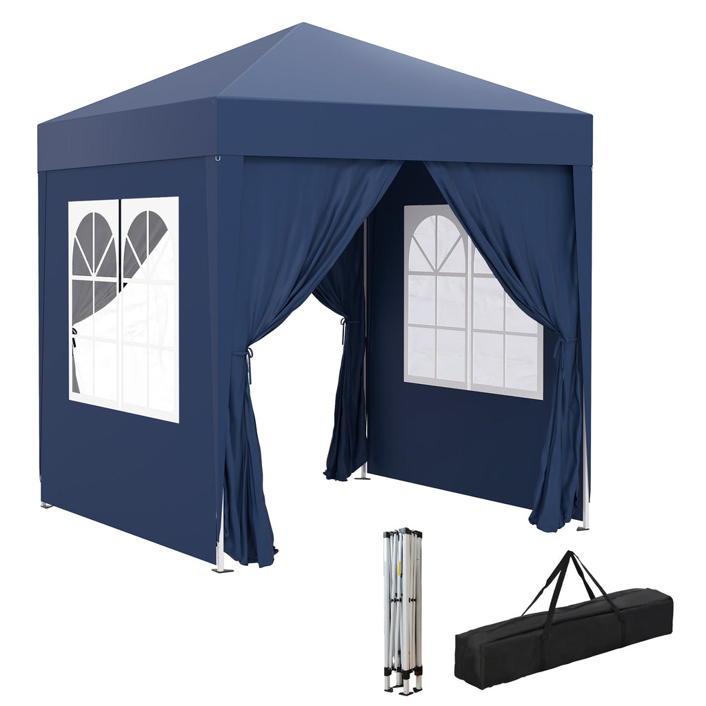 6.6' x 6.6' Pop-Up Canopy Tent with Removable Sidewalls and Carry Bag, Blue