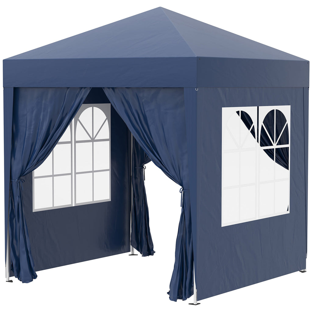 6.6' x 6.6' Pop-Up Canopy Tent with Removable Sidewalls and Carry Bag, Blue