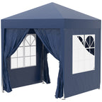6.6' x 6.6' Pop-Up Canopy Tent with Removable Sidewalls and Carry Bag, Blue