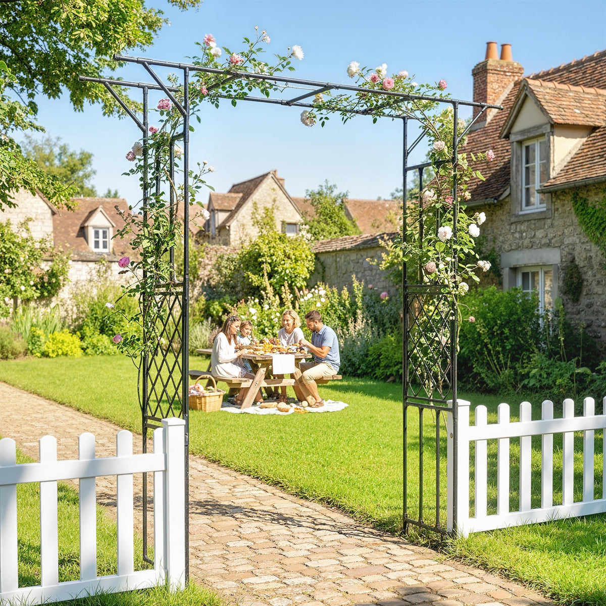 7.1ft Garden Arch for Climbing Plants and Wedding Decor, Black