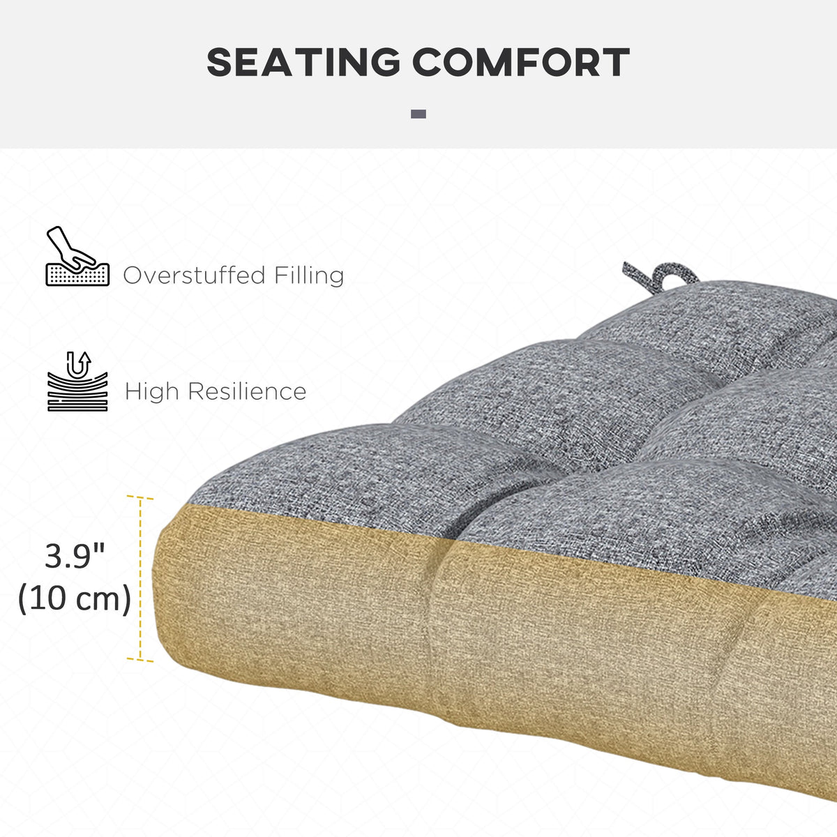 4-Piece Patio Chair Cushions Set with Ties, 19" x 19" x 4"