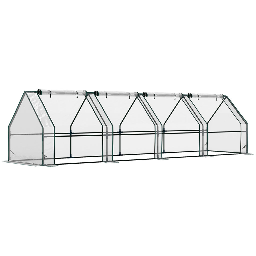 Mini Greenhouse with Zippered Doors & Roll-up Windows,