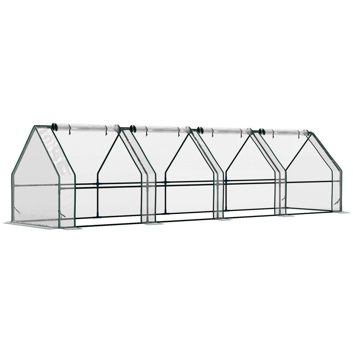 Mini Greenhouse with Zippered Doors & Roll-up Windows,