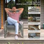 Patio Wicker Adirondack Chair with Soft Cushions and Curved Back, Grey