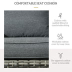 Patio Wicker Adirondack Chair with Soft Cushions and Curved Back, Grey