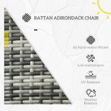 Patio Wicker Adirondack Chair with Soft Cushions and Curved Back, Grey