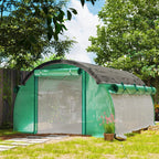 10' x 13' x 6.5' Walk-in Tunnel Greenhouse with 2 Doors, Green