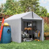 7' x 5' Portable Shed with Roll-up Zipper Door, Light Grey