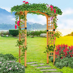 90in Wooden Garden Arbor with Trellis Wall for Climbing Plants, Wedding & Backyard Decor