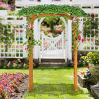 90in Wooden Garden Arbor with Trellis Wall for Climbing Plants, Wedding & Backyard Decor