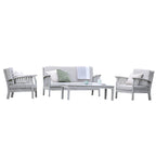 Gardenesque Patio Garden Furniture Set - Light Grey Wooden Garden Set - Repton Lounge - Outdoor Table & Chairs - Durable and Comfortable Design - With Cushions - Flat Pack Design - 4 Seater