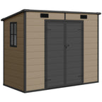 EverBase 8' x 4' Outdoor Storage Shed with Window, Lockable Doors and Vents, Light Brown