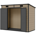 EverBase 8' x 4' Outdoor Storage Shed with Window, Lockable Doors and Vents, Light Brown