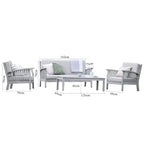 Gardenesque Patio Garden Furniture Set - Light Grey Wooden Garden Set - Repton Lounge - Outdoor Table & Chairs - Durable and Comfortable Design - With Cushions - Flat Pack Design - 4 Seater