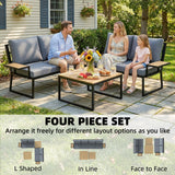 4 Seater Rattan Corner Sofa Set with 2 Nesting Tables, Teak
