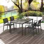 4 Seater Garden Dining Set with Stackable Armchairs, Grey