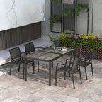 4 Seater Garden Dining Set with Stackable Armchairs, Grey