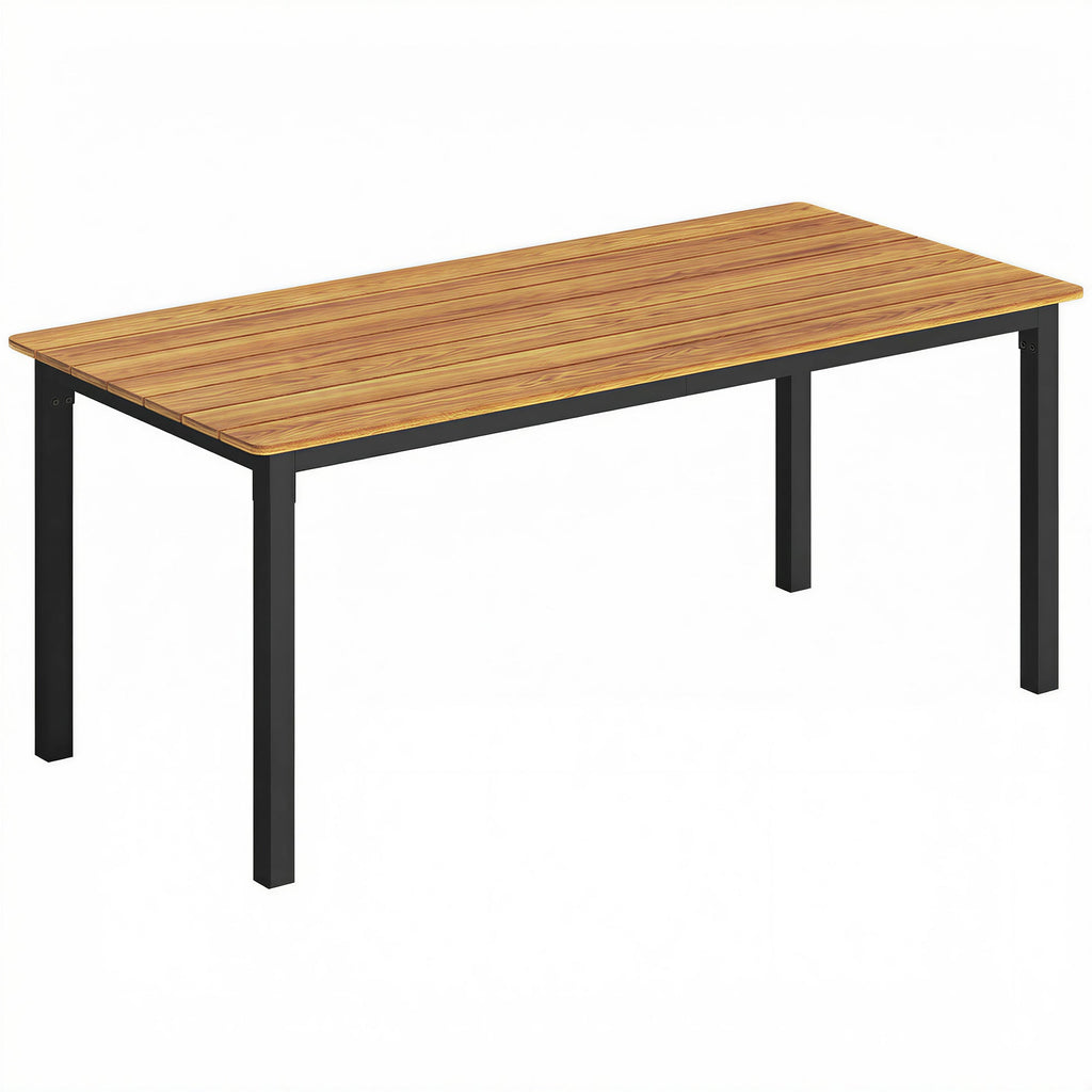 180 x 86 cm Garden Dining Table for 6-8 with Wood Slatted Top, Teak