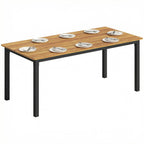 180 x 86 cm Garden Dining Table for 6-8 with Wood Slatted Top, Teak
