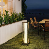 77 cm Solar Rattan Floor Lamp with Auto On/Off LED, Sand Brown