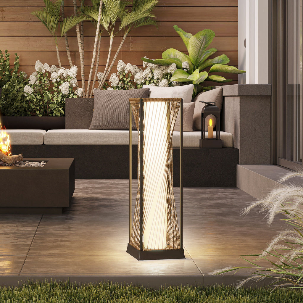 77 cm Solar Rattan Floor Lamp with Auto On/Off LED, Sand Brown