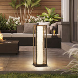 77 cm Solar Rattan Floor Lamp with Auto On/Off LED, Sand Brown