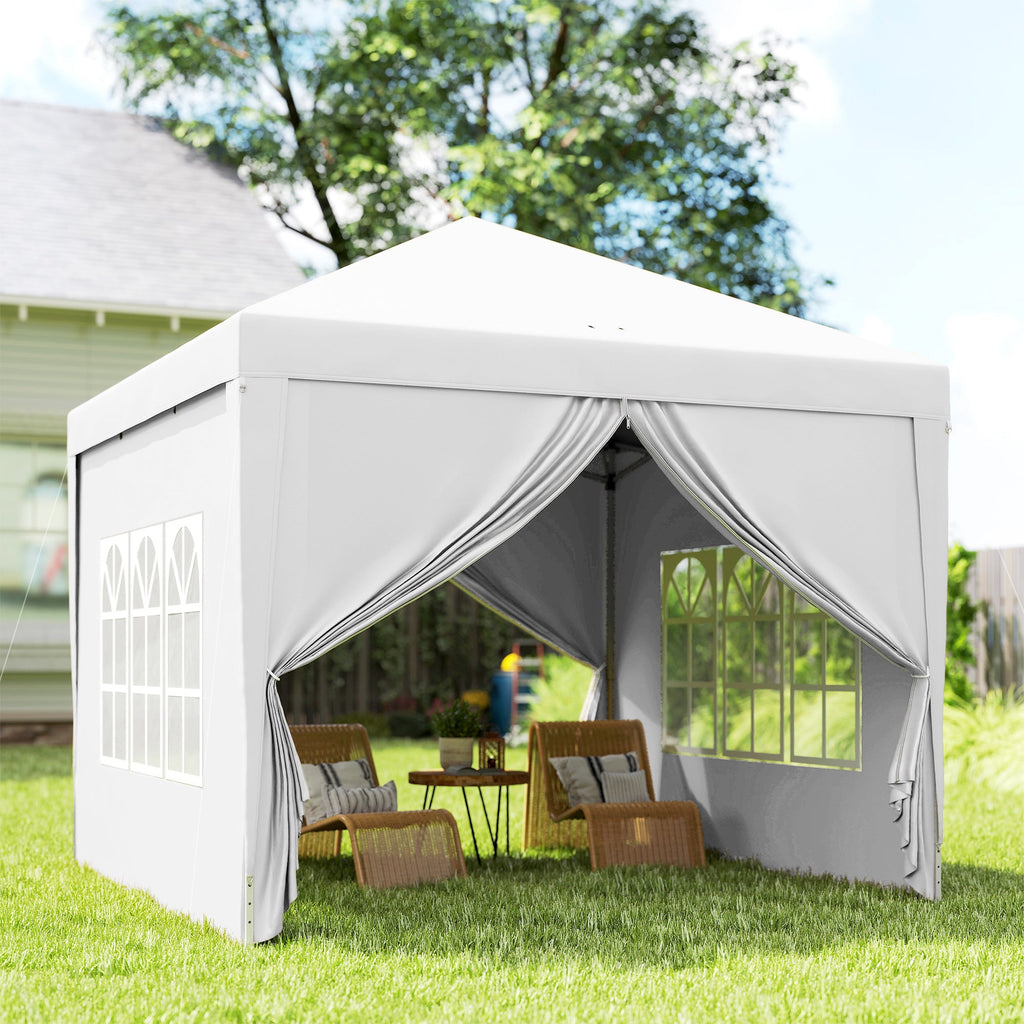 10' x 10' Outdoor Pop Up Party Tent Gazebo with Carrying Bag, White