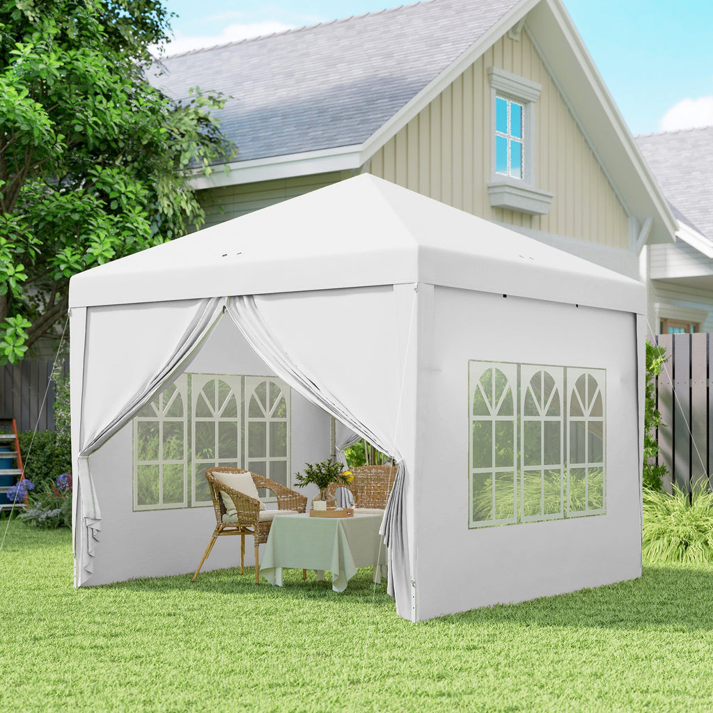 10' x 10' Outdoor Pop Up Party Tent Gazebo with Carrying Bag, White