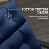Tufted 74.8" x 22" x 4" Outdoor Chaise Lounge Cushion with Ties, Navy Blue