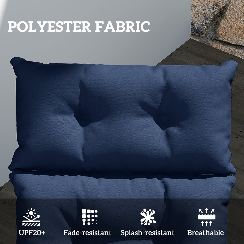 Tufted 74.8" x 22" x 4" Outdoor Chaise Lounge Cushion with Ties, Navy Blue