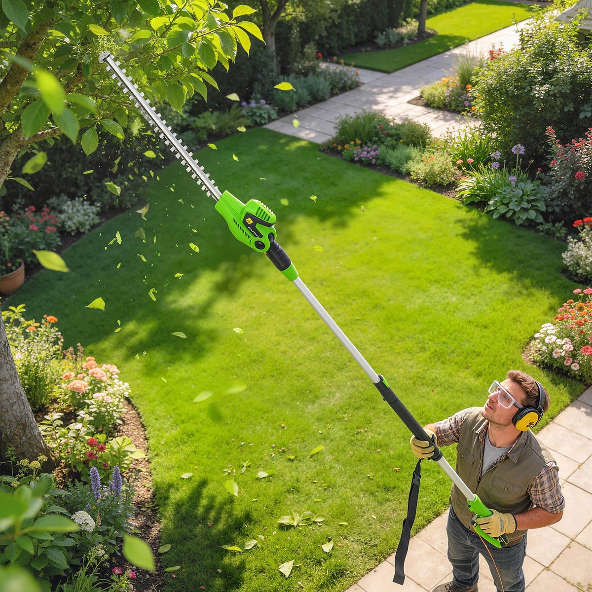 2.6 m Extendable Hedge Trimmer with 90° Head and 10 m Cable