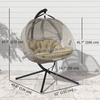 2-Person Double Egg Chair with Stand, 528 lbs Capacity, Cushioned Loveseat, Khaki
