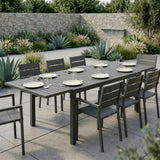 150/225 x 85 x 75 cm Extending Garden Table for 6-8, Dark Grey