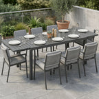 150/225 x 85 x 75 cm Extending Garden Table for 6-8, Dark Grey