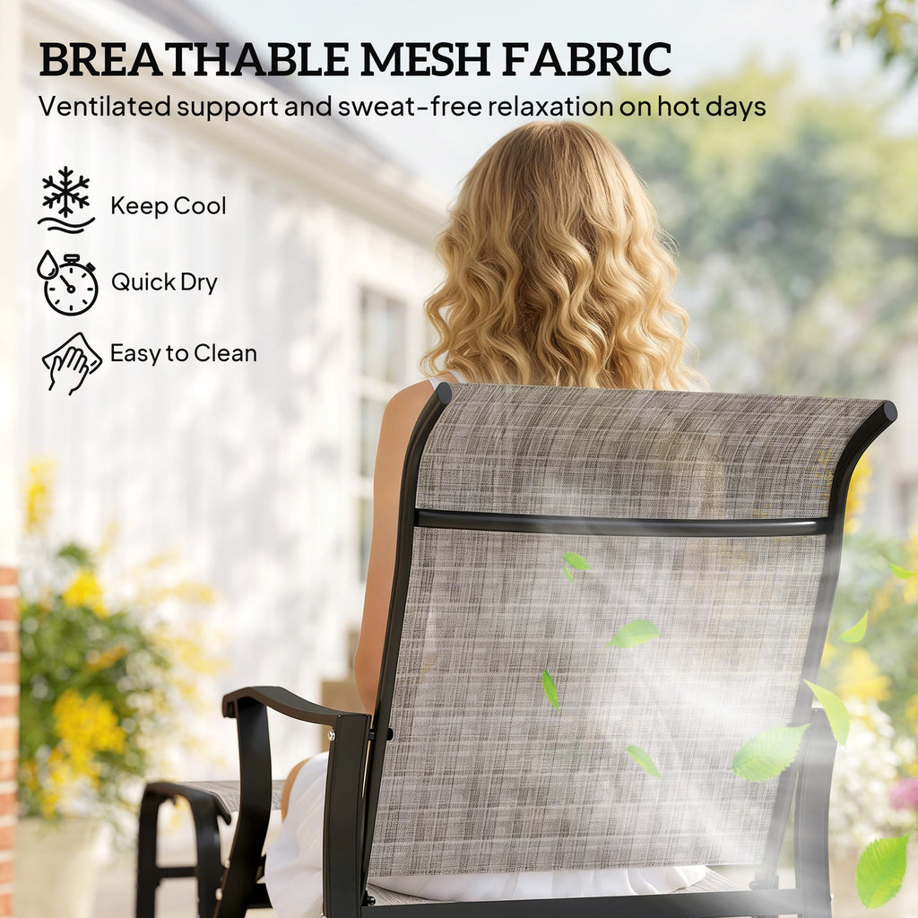 2-Piece Outdoor Glider Chair with Ottoman and All-Weather Breathable Mesh, Gray