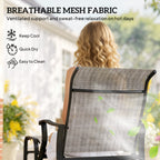 2-Piece Outdoor Glider Chair with Ottoman and All-Weather Breathable Mesh, Gray