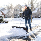 37" Extra-Wide Aluminum Snow Pusher with Wheels and Ergonomic Handle, Black