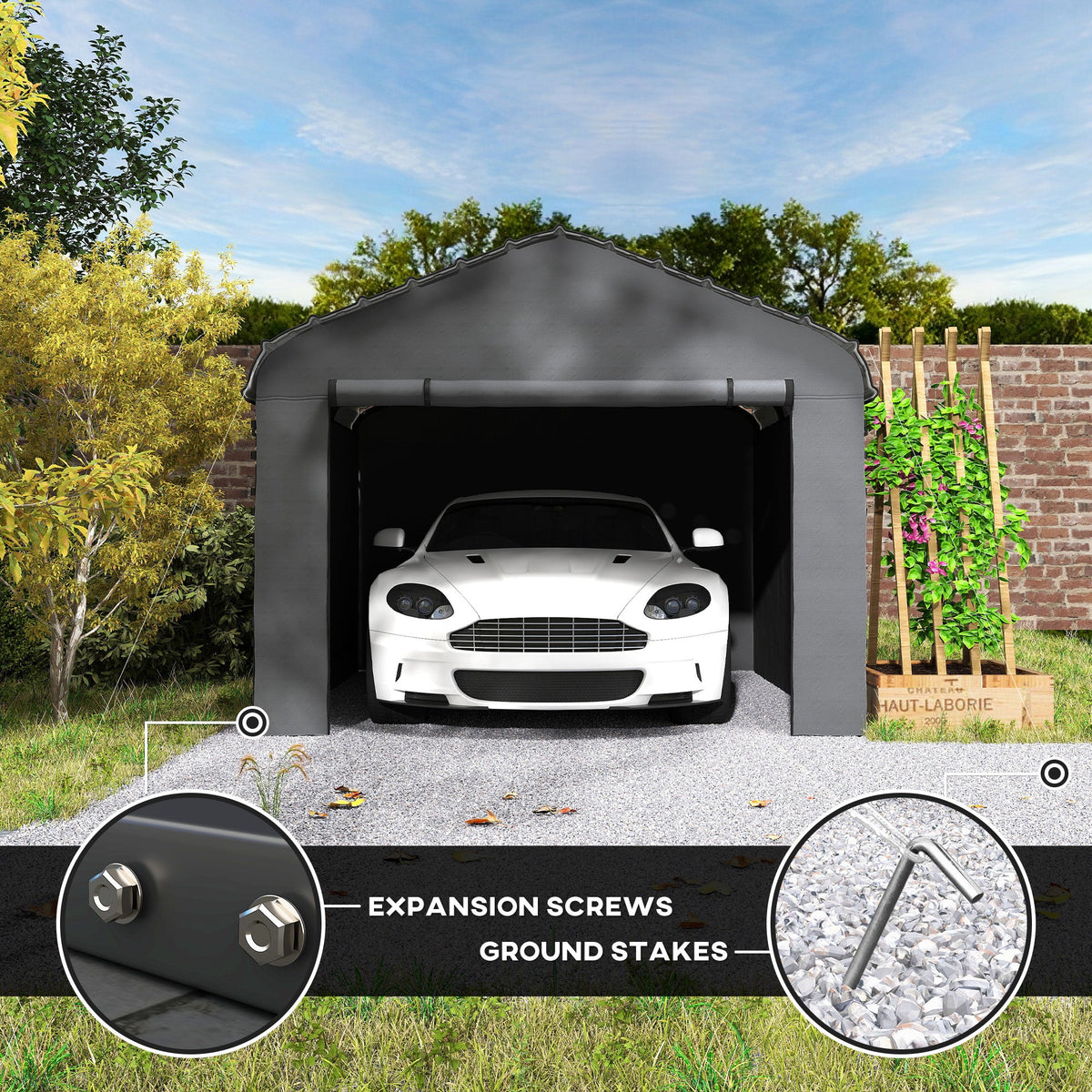 Onward 10' x 15' Heavy Duty Metal Carport with Galvanized Roof & Removable Sidewalls