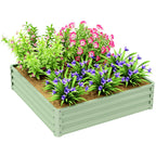 4' x 4' x 1' Galvanized Raised Garden Bed for Vegetables, Light Green
