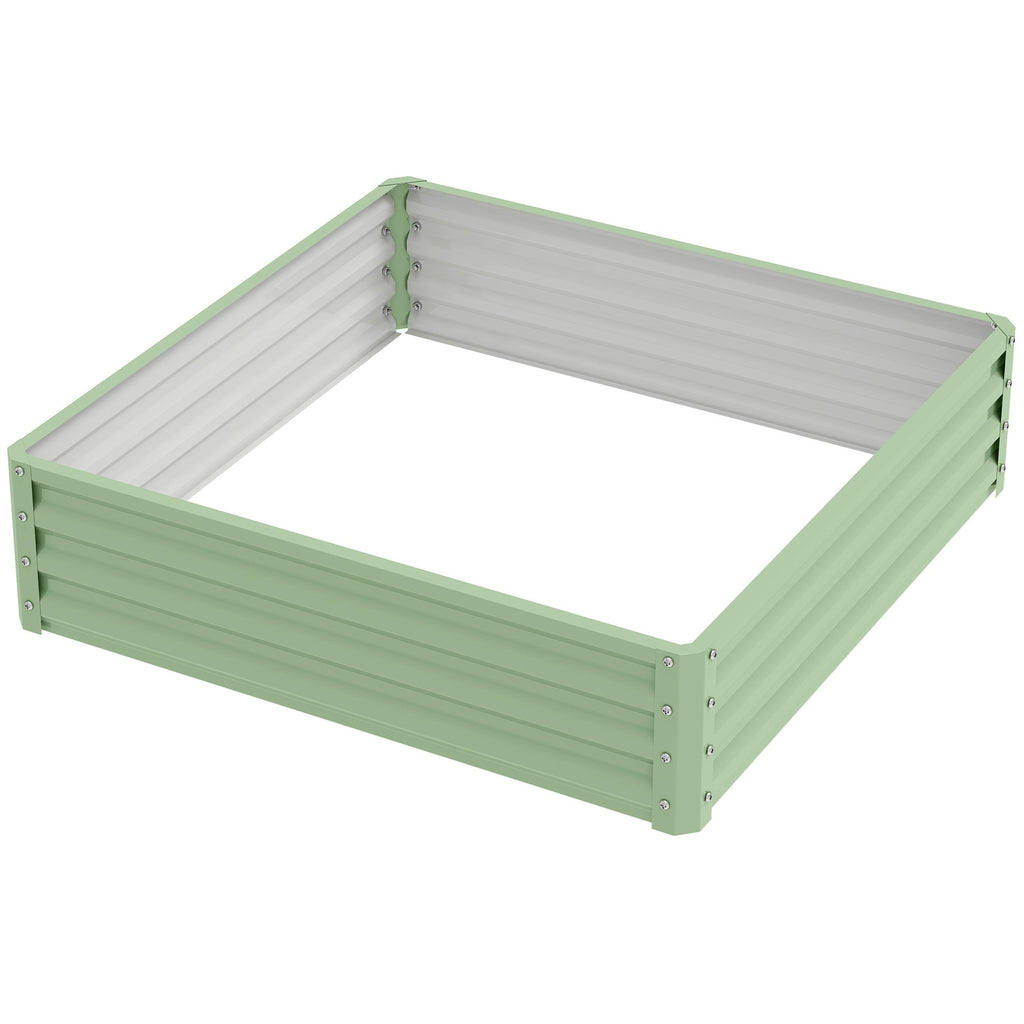 4' x 4' x 1' Galvanized Raised Garden Bed for Vegetables, Light Green