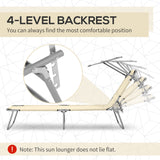 Adjustable Folding Lounge Chair with Sun Shade, Beige