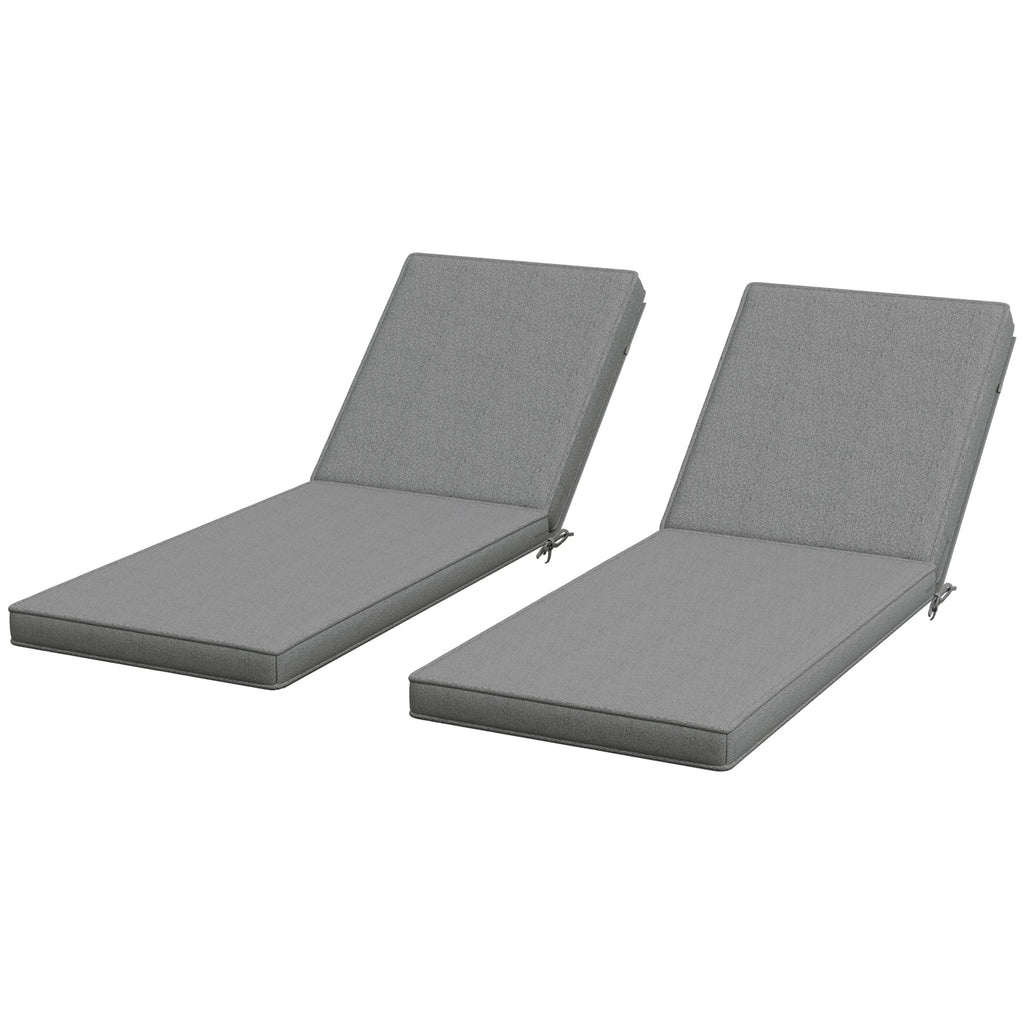 2-Piece Chaise Lounge Cushions, 72" x 21" x 3", Gray