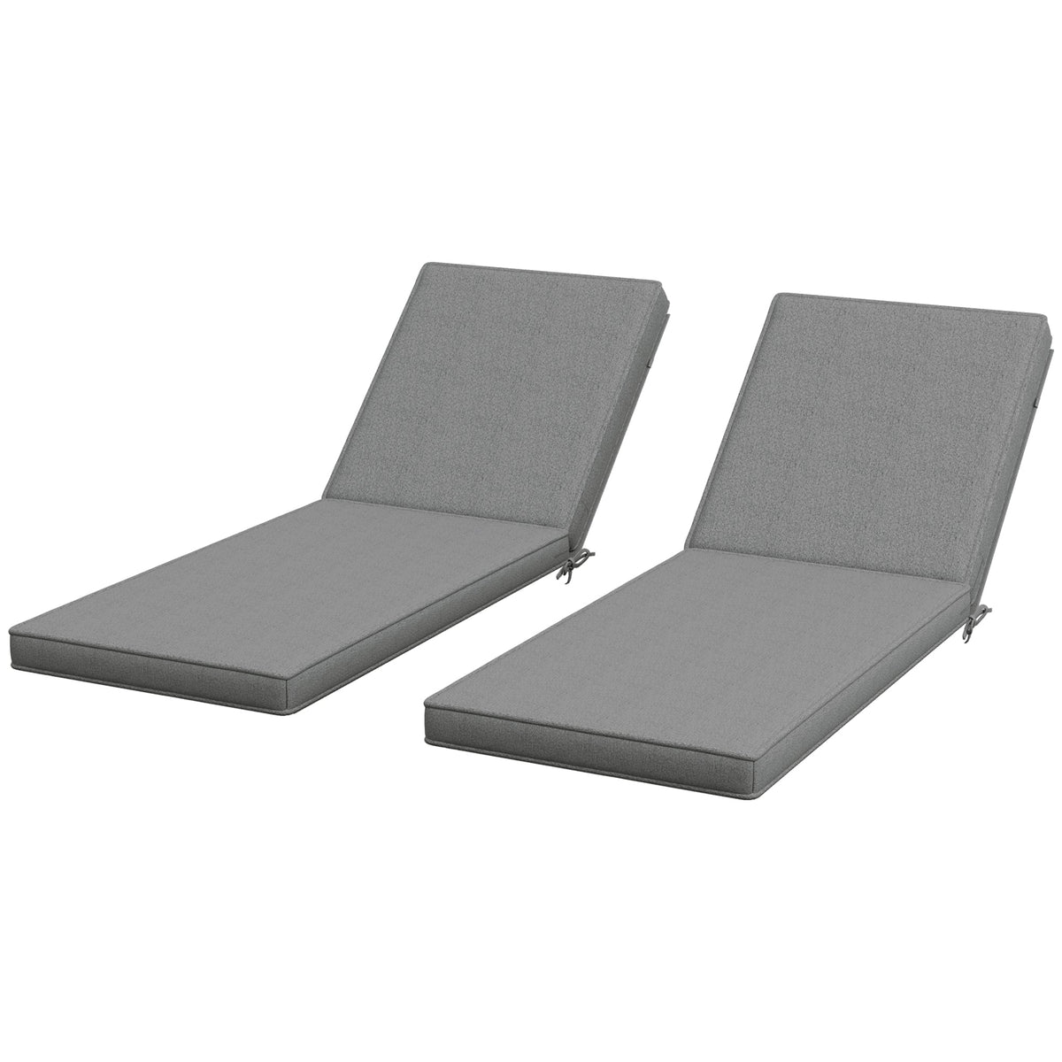 2-Piece Chaise Lounge Cushions, 72" x 21" x 3", Gray