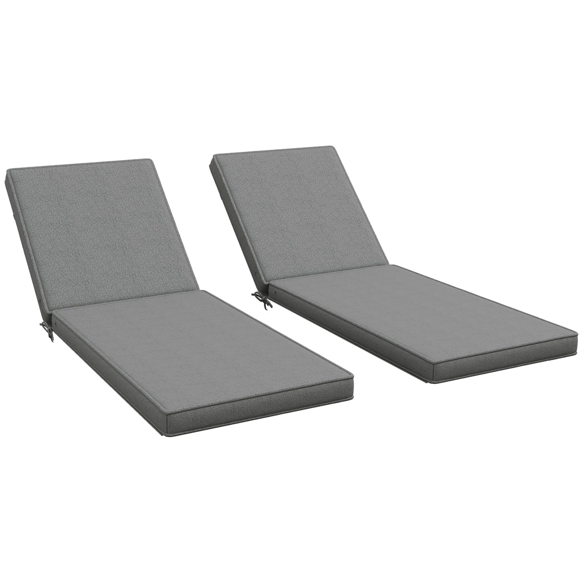 2-Piece Chaise Lounge Cushions, 72" x 21" x 3", Gray